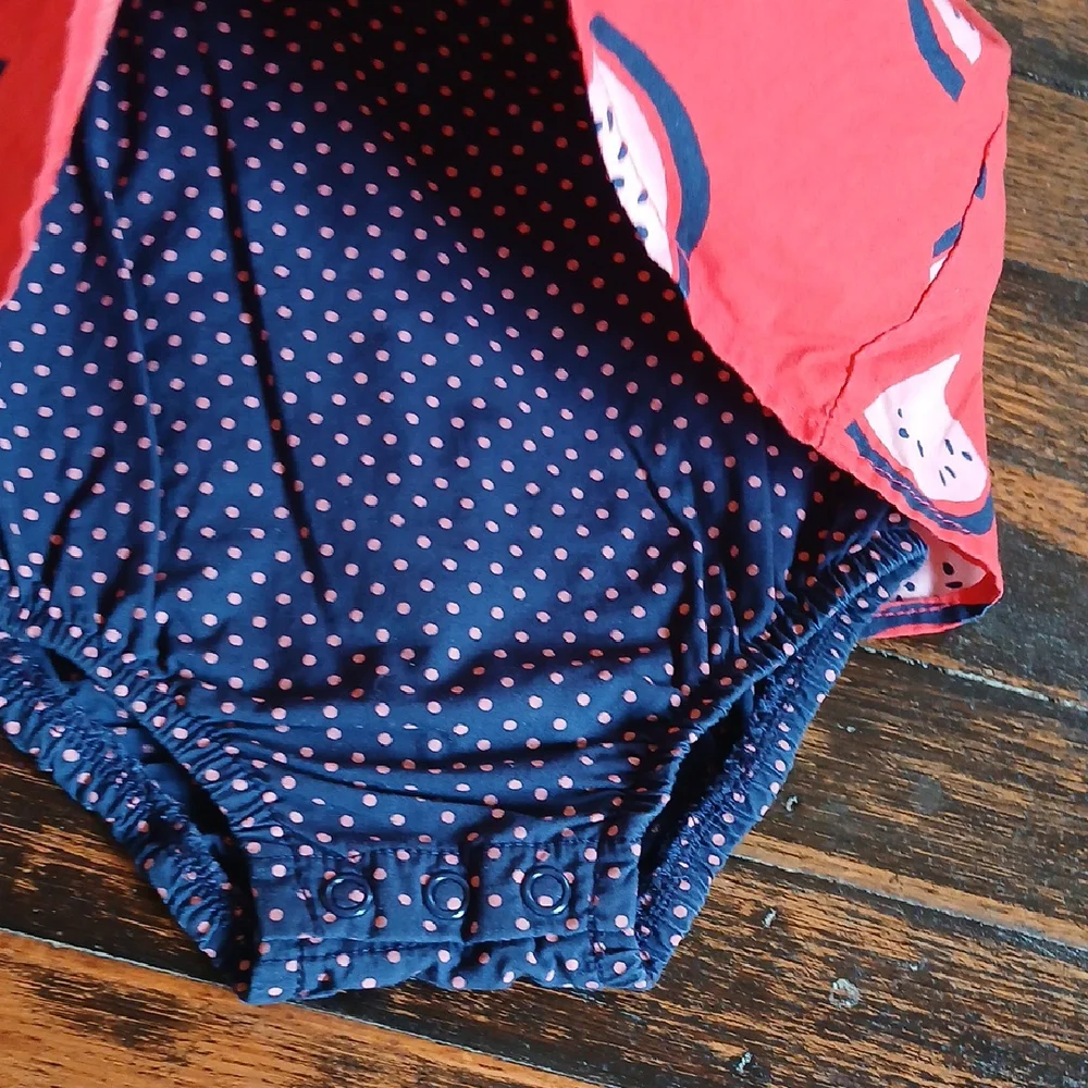 Carter's Watermelon Print Diaper Cover with Blue Bow